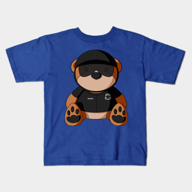 Black Uniform Police Teddy Bear Kids T-Shirt by Alisha Ober Designs